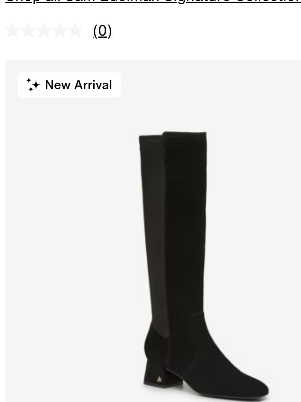 Sam Edelman Black Over-the-Knee Stretch Boots with Low Block Heel